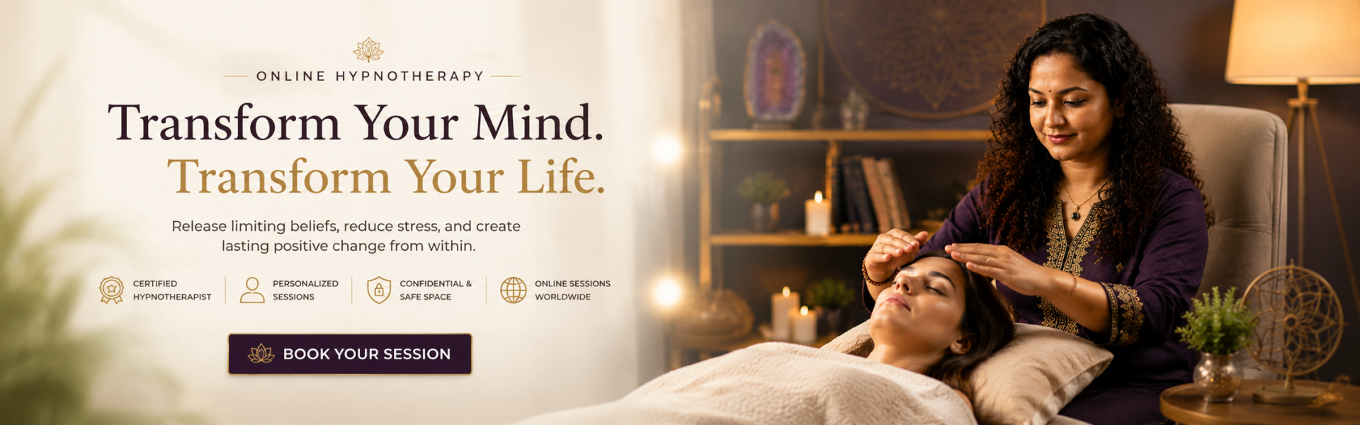 Certified hypnotherapist guiding online session